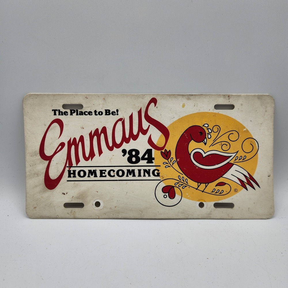 Emmaus‎ PA 1984 Homecoming License Plate Vintage Folk Art Bird Plastic Sign